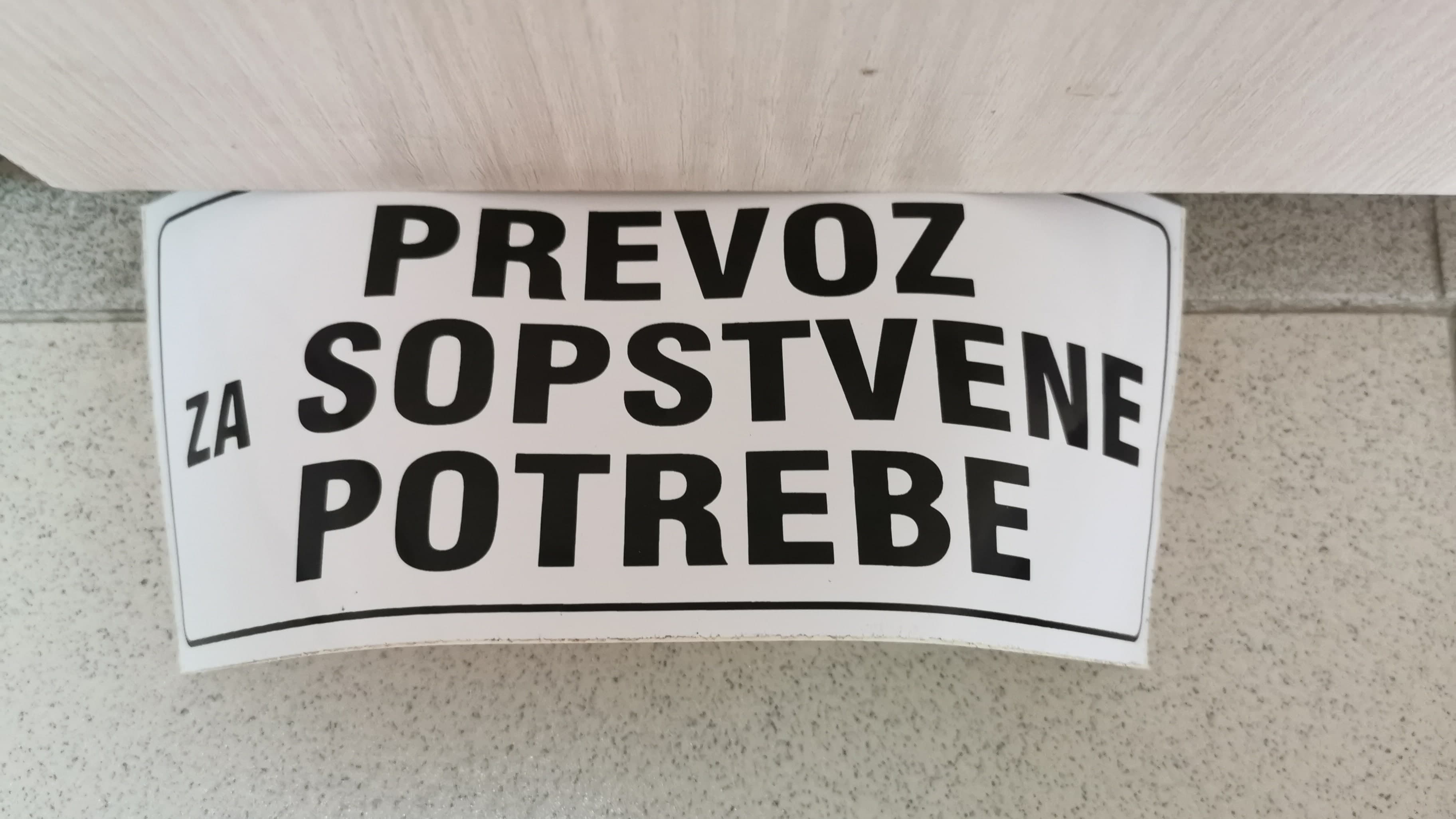 NALEPNICA PREVOZ ZA SOP.POTREBE1 kom